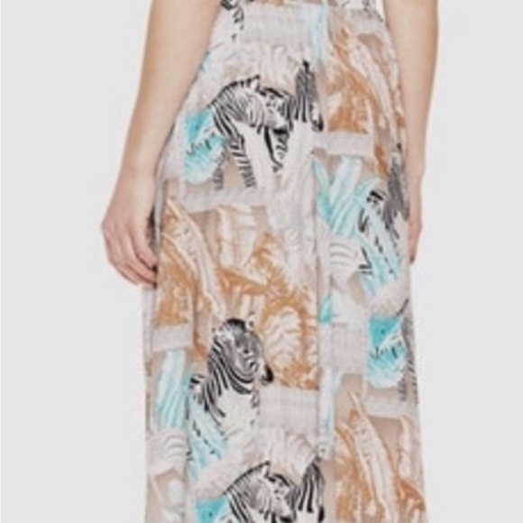 Two by Vince Camuto Tribal Beat Safari Zebra High Low Faux Wrap Midi Dress - Picture 3 of 13